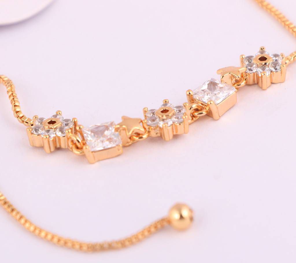 Gold Plated Diamond Cut Stone Bracelet 