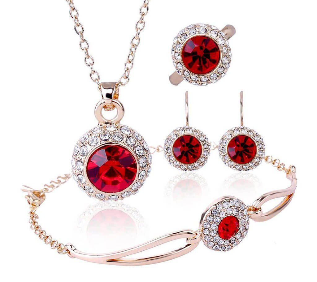 Red stone setting jewellery set