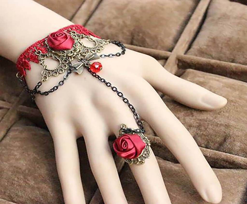 Red lace with red stone bracelet 