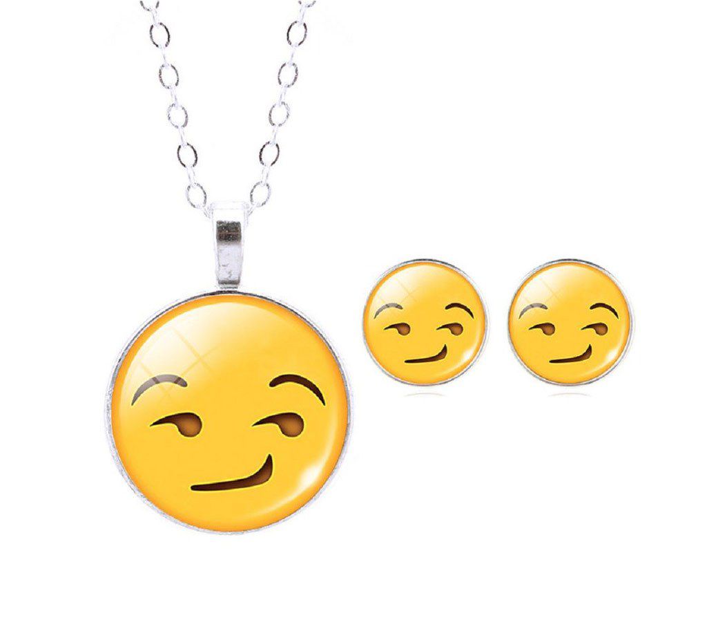 Emoticon Stud Earrings with Pendant