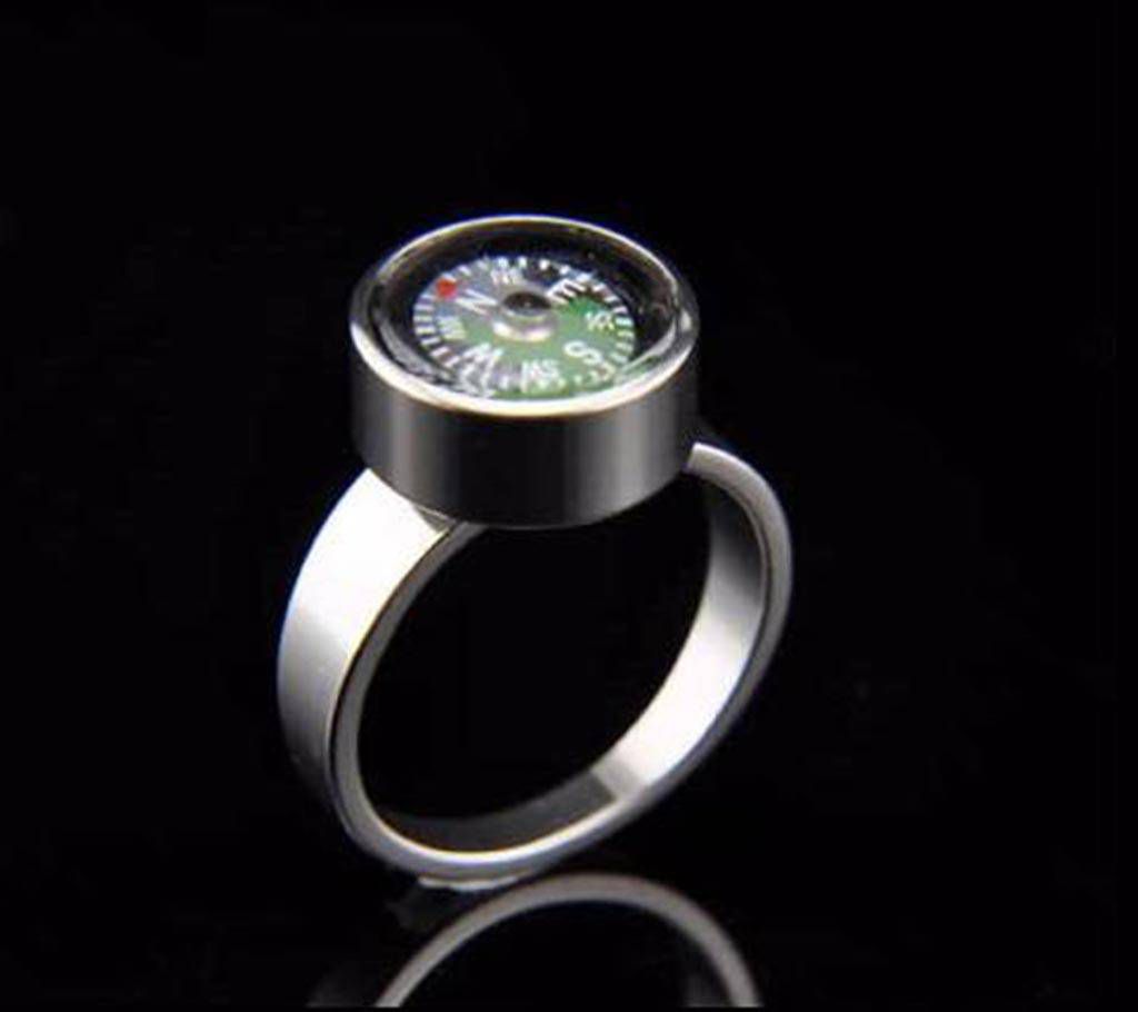 Titanium steel mini compass finger ring  