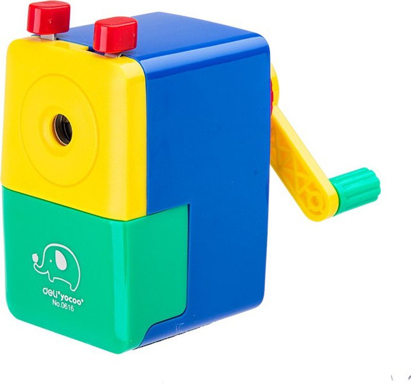 Deli Plastic Rotary Sharpeners  (Set of 1, Blue & Yellow)