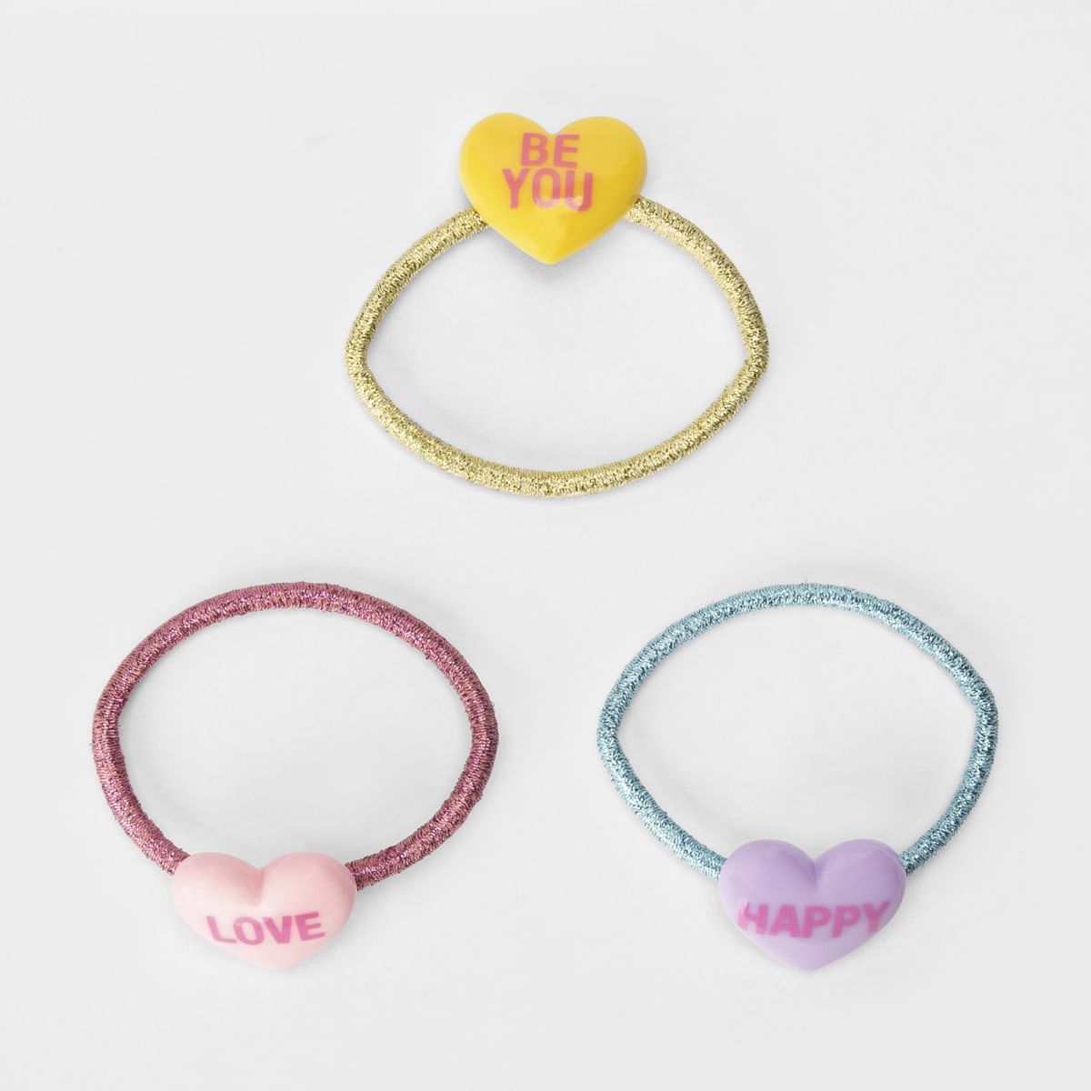 3 Pack Enamel Hair Ties - Slogan