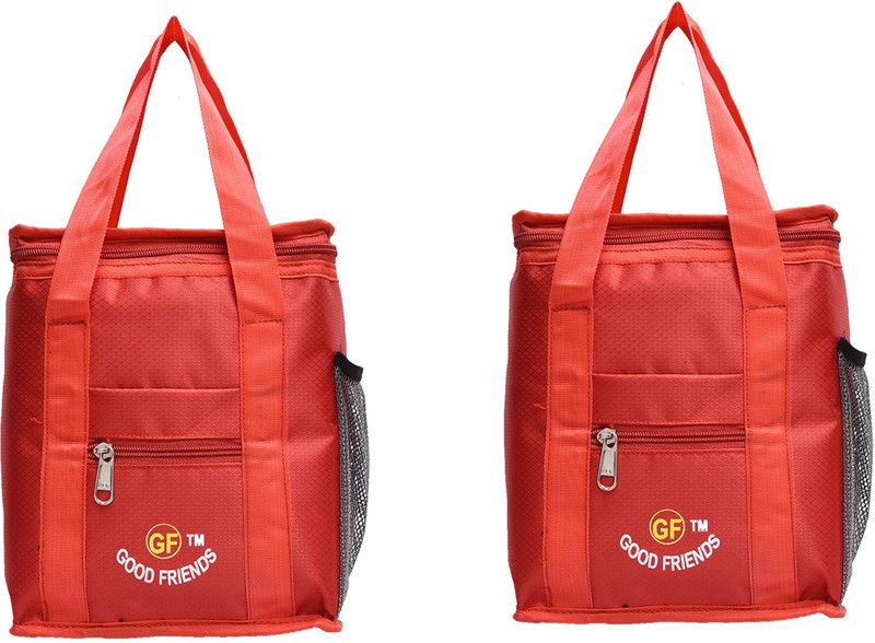 GOOD FRIENDS Combo Offer 2 Lunch Bags Red Polyester Tiffin Lunch Bags for Office,college,school Waterproof Lunch Bag  (Red, 4 L)