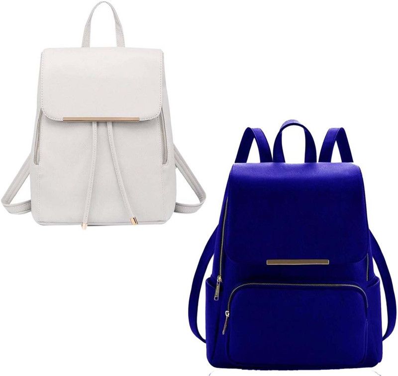 Small 6 L Backpack wht-prm+blu-puch-pitthu-cmbo  (White, Blue)