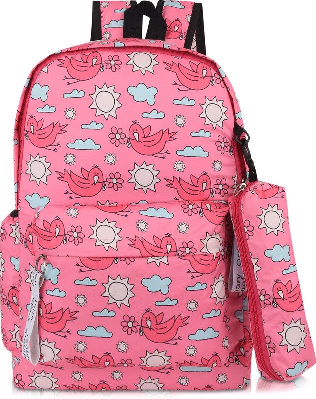 Small 15 L Backpack Pink print  (Pink)