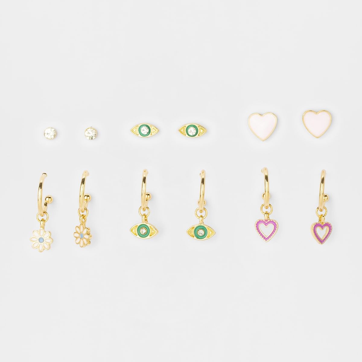 6 Pack Hoop And Stud Earrings - Daisy Love