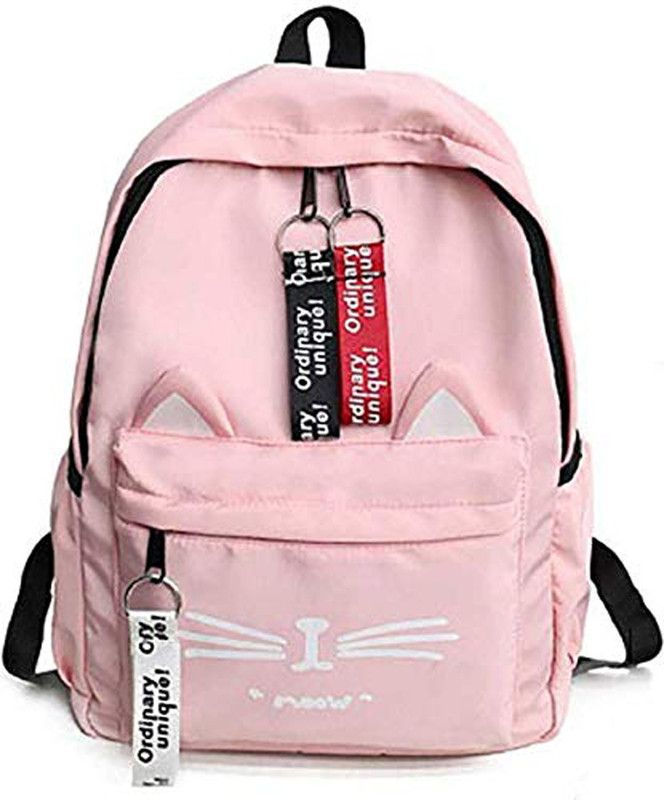Medium 25 L Backpack Cat Design Fashion Waterproof Women Girls Backpack ladies bag  (Pink)