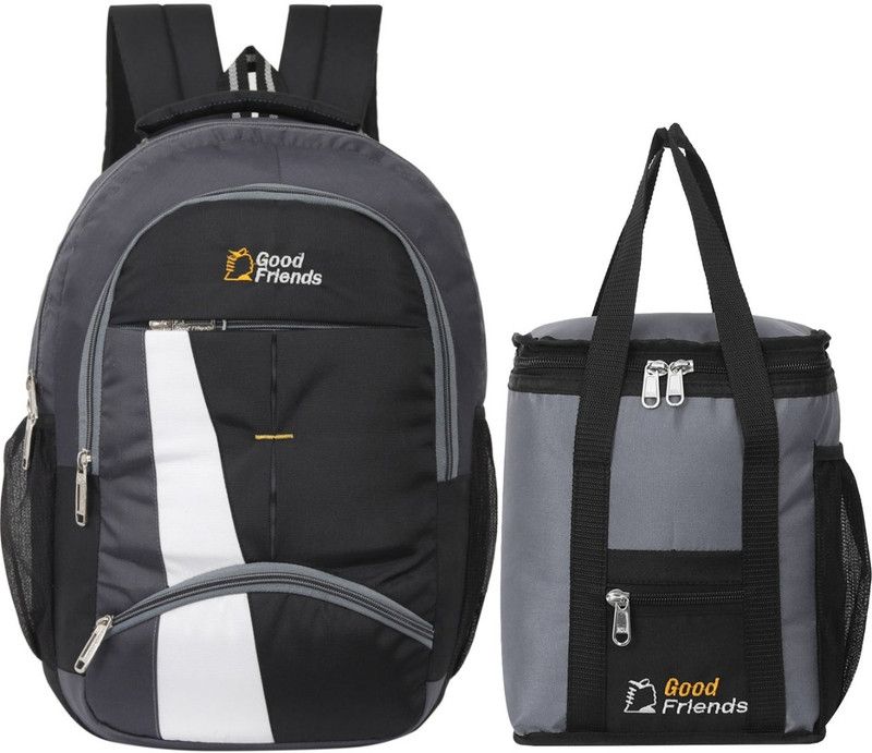 Good Friend Water Resistant School Bag/Backpack/College Bag for Combo Tiffin bag & Waterproof School Bag  (Black, 35 L)
