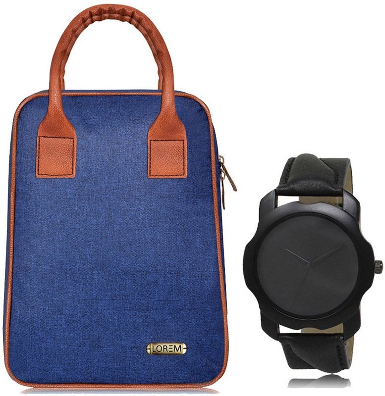 LOREM OB-TB01-LR22 Black Watch & Blue Lunch/Tiffin Bag For Office,College,School Waterproof Lunch Bag  (Blue, 8.5 L)