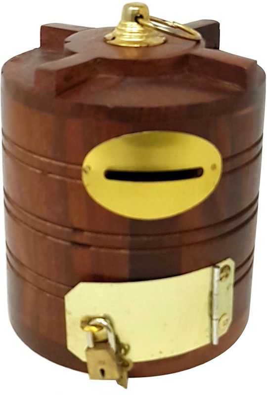 DESI KARIGAR Wooden Water Tank Shape Money Bank Coin Bank  (Brown)