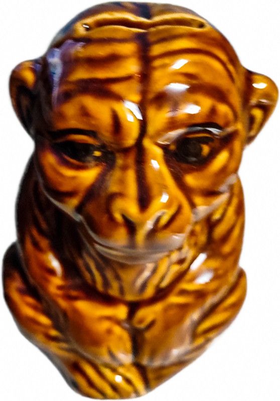 ORSOP Ceramic Monkey Money Bank Home Decoration Item, Gullak Piggy Bank| Coin Bank  (Brown)
