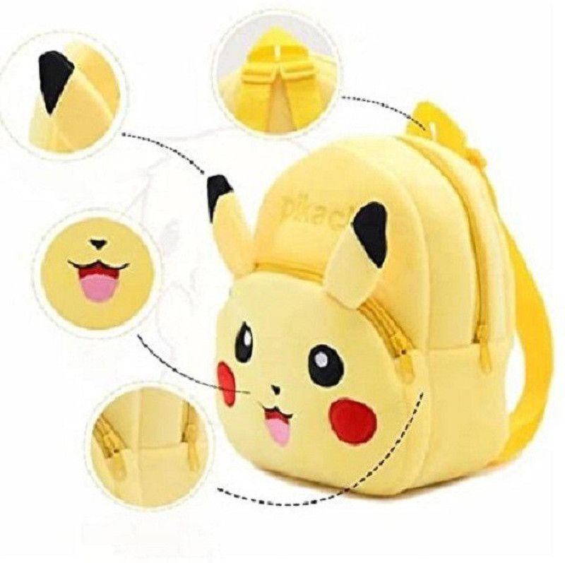 RAEnterprising Kids School Bag Soft Plush Backpacks (Picachu) Boys Girls Baby (1-6 Years) Plush Bag  (Yellow, 10 L)