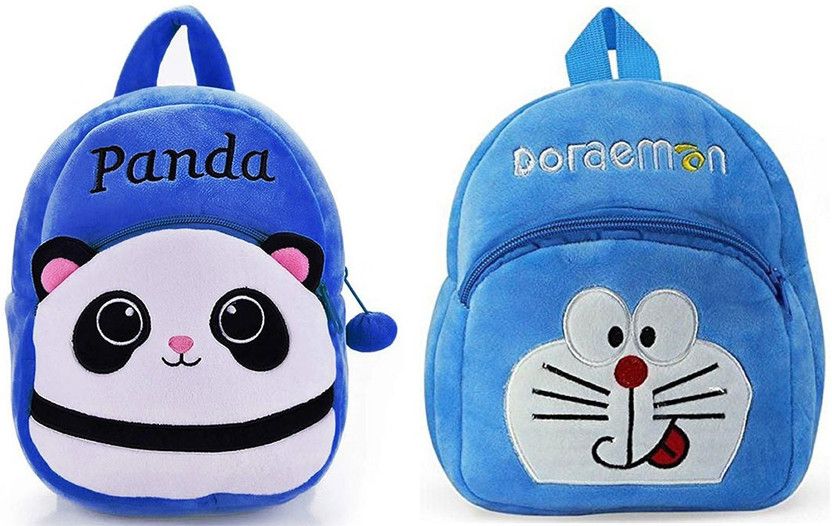 Small 4 L Backpack Soft Toy Bag Panda & Doraemon Plush Bag For Cute Kids 2-5 Years Plush Bag  (Blue)