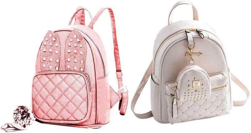 Small 6 L Backpack pnk-ston+crm-kachua-pitthu-cmbo  (Pink, White)