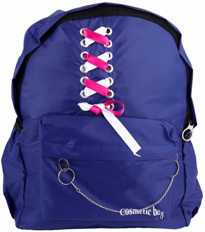 Small 15 L Backpack Women Girls Backpack Korean Design Drawstring Chain (Ribbion Upper)  (Blue)