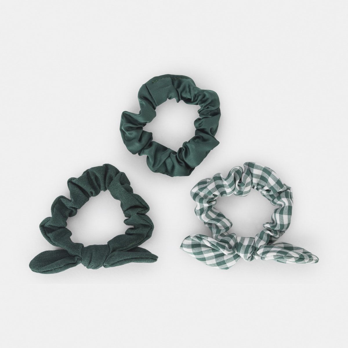 3 Pack Back to School Hair Scrunchies - Green