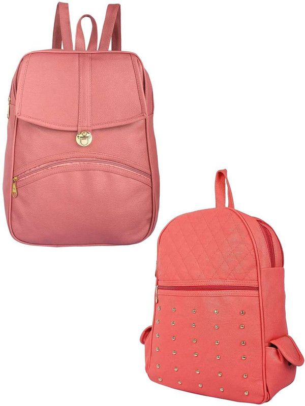 Small 6 L Backpack pnk-psh-lck+pch-kg-pitthu-cmbo  (Pink, Orange)