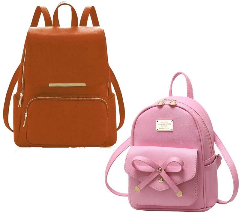 BP-brwn-pauch+bb-pnk-tei-pitthu-cmbo 6 L No Backpack  (Brown, Pink)