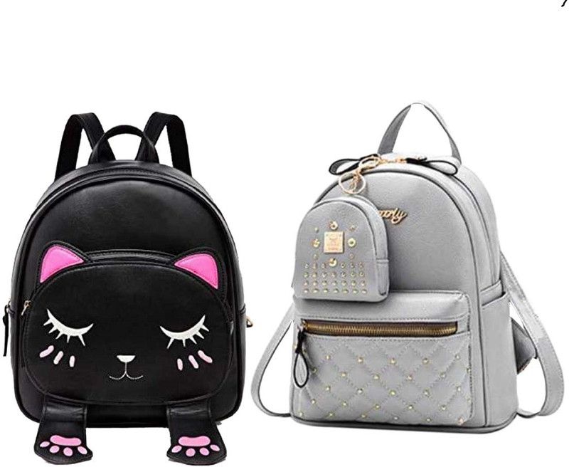 Small 6 L Backpack bp-23-blk-cat-sngm-smly+gry-kachua-pitthu-cmbo  (Black, Grey)