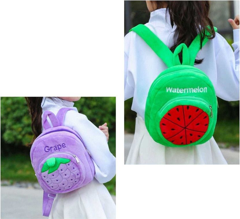Small 12 L Backpack Kids School Bag, Soft Plush Cartoon Baby Boys/Girls Plush Bag ( 12 L)  (Purple)