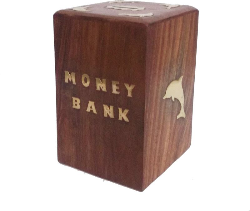 ANSARI CRAFTS Wooden Big Money Bank/Coin Bank/Big Cash Box/ (7x5 Inch) Coin Bank  (Brown)