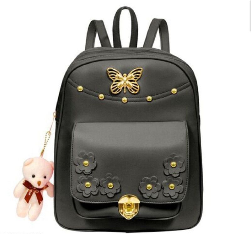 Small 10 L Laptop Backpack Small 10 L Laptop Backpack Backpack Smart 3-PCS Fashion Cute Stylish Leather Backpack & School And Collage Backpack (BLACK)  (Black)