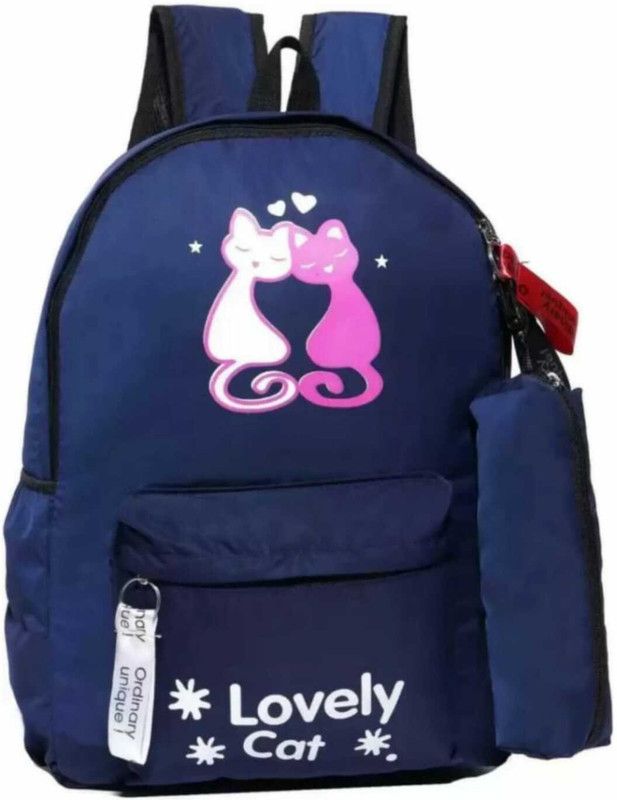 Lovely Cat College Casual Tuition Fashionable For Girls and Women 15 L Backpack  (Blue)