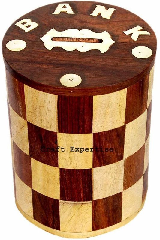 FINE WOOD Money Bank Piggy Bank Coin Box for Kids Multicolor Coin Bank  (Multicolor)