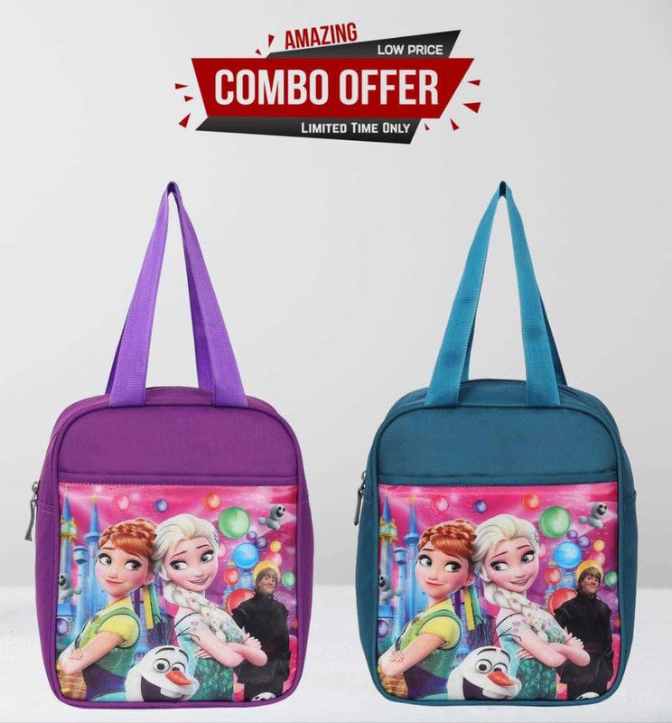 Coolest COMBO FROZEN Lunch Tiffin Bag For School Office Picnic Waterproof Lunch Bag  (Multicolor, Purple, 10 L)