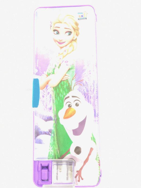 SKI Pencil Box used for kids Disney Art Plastic Pencil Box  (Set of 1, Purple)