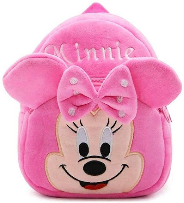 Small 5 L Backpack Kids Bags for School 10Ltr Baby/Boys/Girls Velvet Backpack (Minnie Pink)  (Pink)