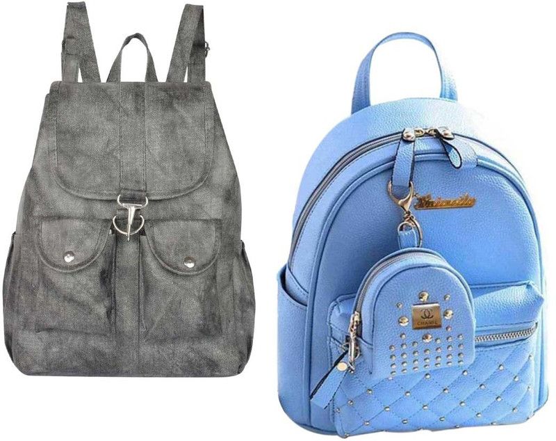 BP-gry-2bl+sky-blu-kachua-pitthu-cmbo 6 L No Backpack  (Grey, Blue)