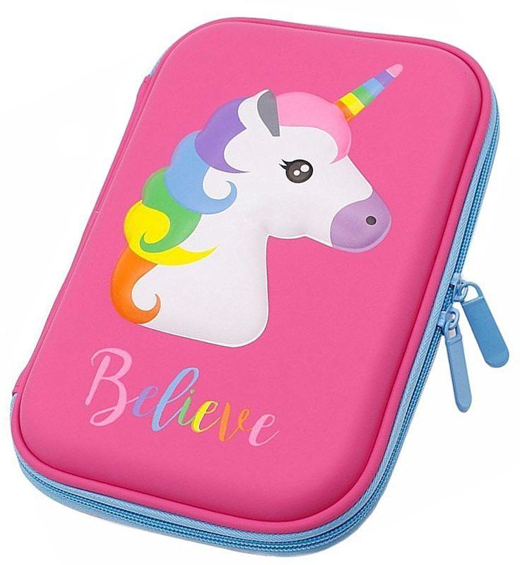 MEENAMMA Unicorn Pencil Case Believe Unicorn Art EVA Pencil Box  (Set of 1, Pink)