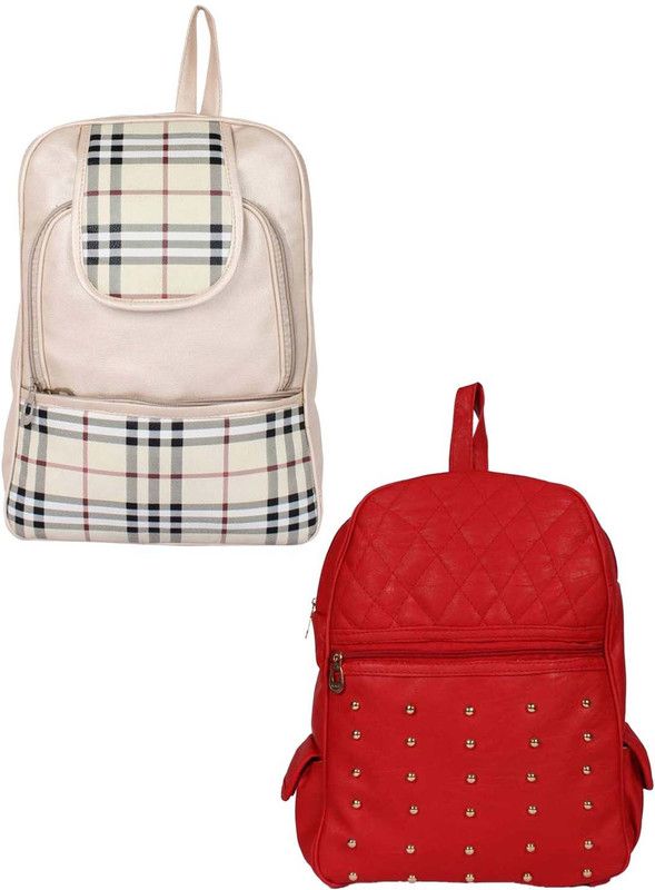 Small 6 L Backpack crm-chk-sng+red-kg-cmbo-pitthu  (White, Red)