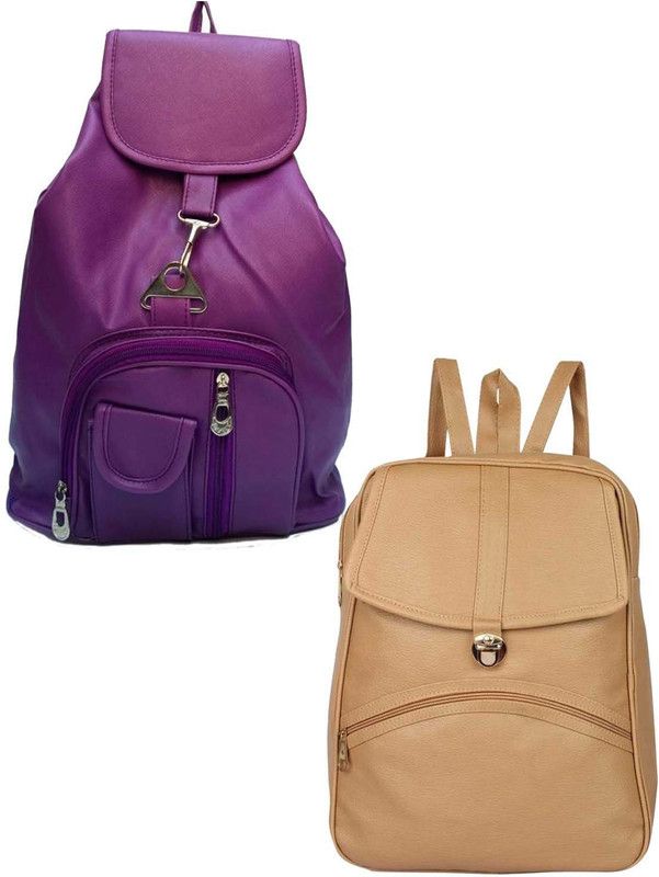 Small 6 L Backpack drk-prpl-cmra+tan-psh-lck-pitthu-cmbo  (Purple, Tan)