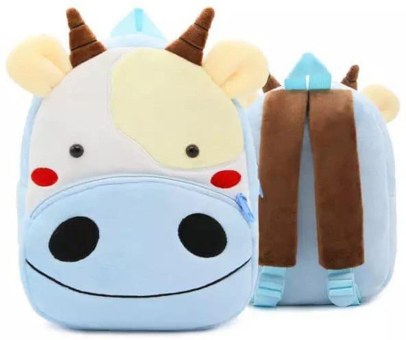 Small 12 L Backpack Kids School Bag, Soft Plush Cartoon Baby Boys/Girls Plush Bag ( 12 L)  (Blue)
