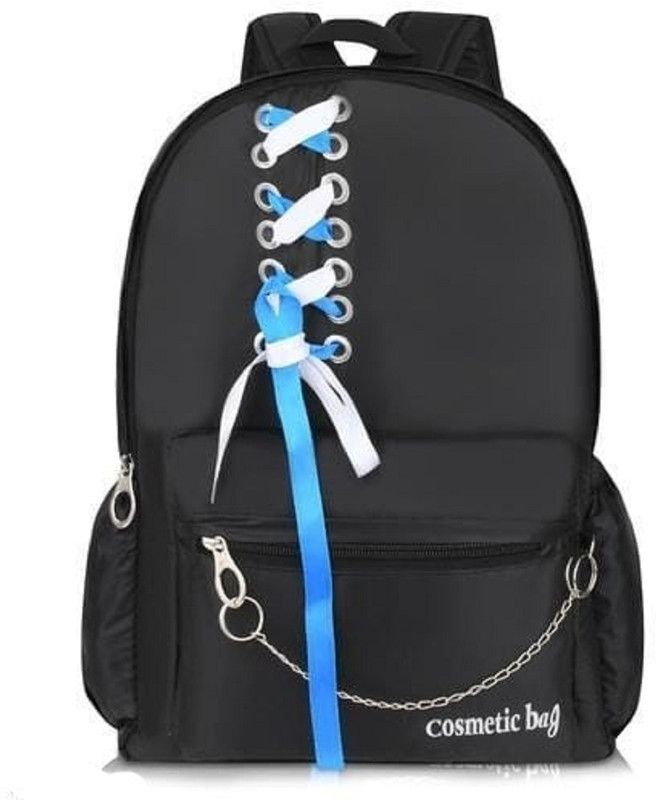 Small 10 L Backpack Backpack PU Leather Stylish Bag For Girls Upper Ribbion Black  (Black)
