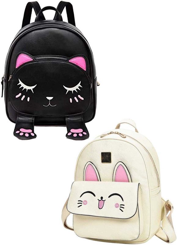 Small 6 L Backpack blk+crm-smly-pitthu-cmbo  (Black, White)