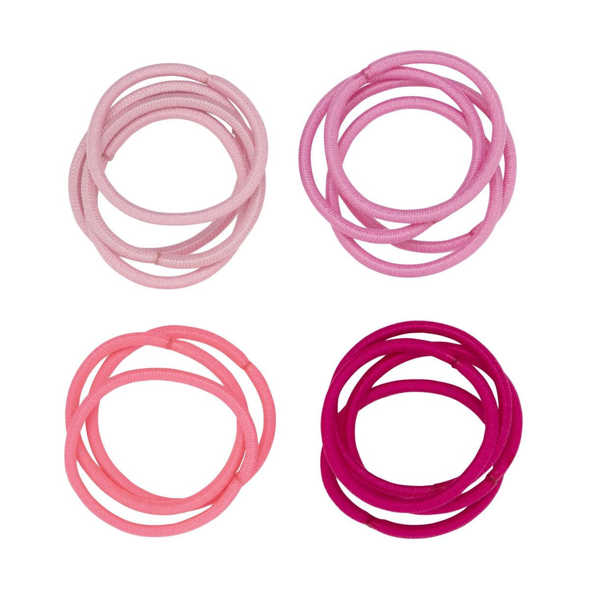18 Pack Large Round Hair Elastics - Pink Pastel