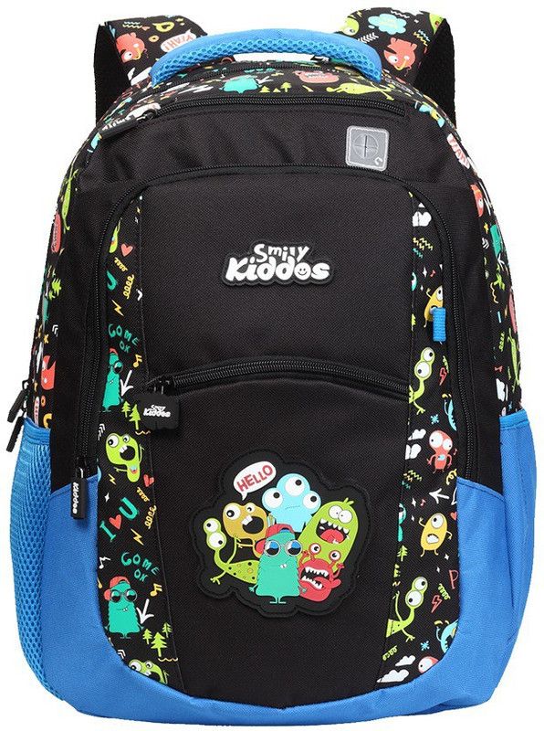 smily kiddos monster Waterproof School Bag  (Black, 30 L)