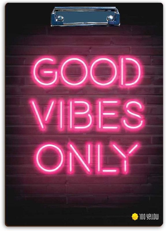 100yellow Pink Good Vibes Only exam board  (Set of 1, Multicolor)