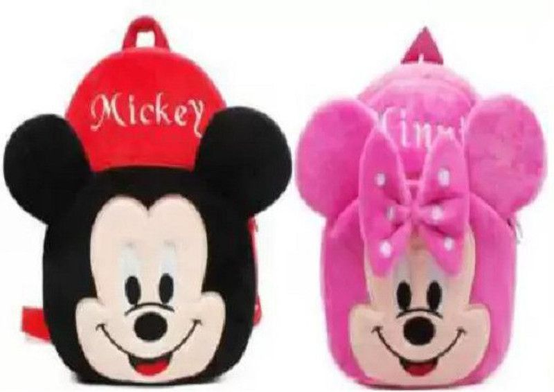 Small 10 L Backpack Soft velvet Kids bag pack (Black and pink ) Backpack  (Black, Pink)
