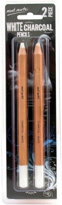 Mont Marte 2PC THICK WHITE CHARCOAL PENCIL PACK OF 2 (WHITE) Pencil  (Set of 2, White)