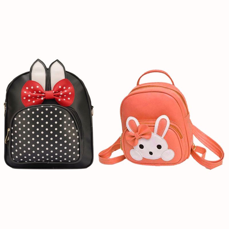 BP-111-blk-wht-dot+orng-micky-pitthu-cmbo 6 L Backpack  (Black, Orange)