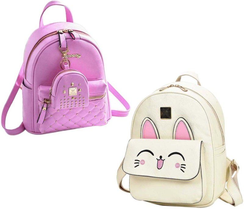 BP-pnk-kachua+crm-smly-egp-pitthu-cmbo 6 L No Backpack  (Pink, White)