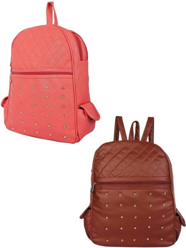 Small 6 L Backpack pch+brwn-kg-pitthu-cmbo  (Orange, Brown)