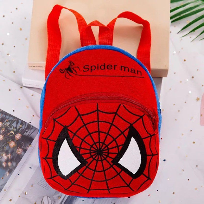 Small 12 L Backpack Spiderman School Bag for Kids Soft Plush Backpack for Small (Age 2 to 6 Years)  (Red)