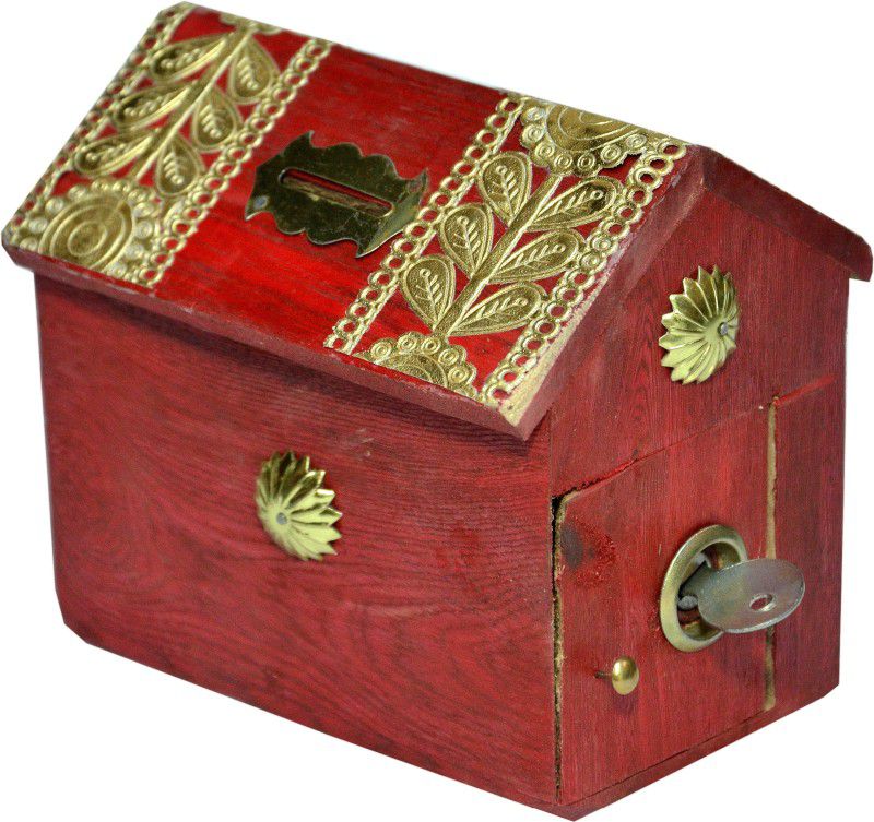 ARVISH ENTERPRISES Wooden Money Box with Lock Piggy Bank Coin Box Children Gift Coin Bank  (Brown)