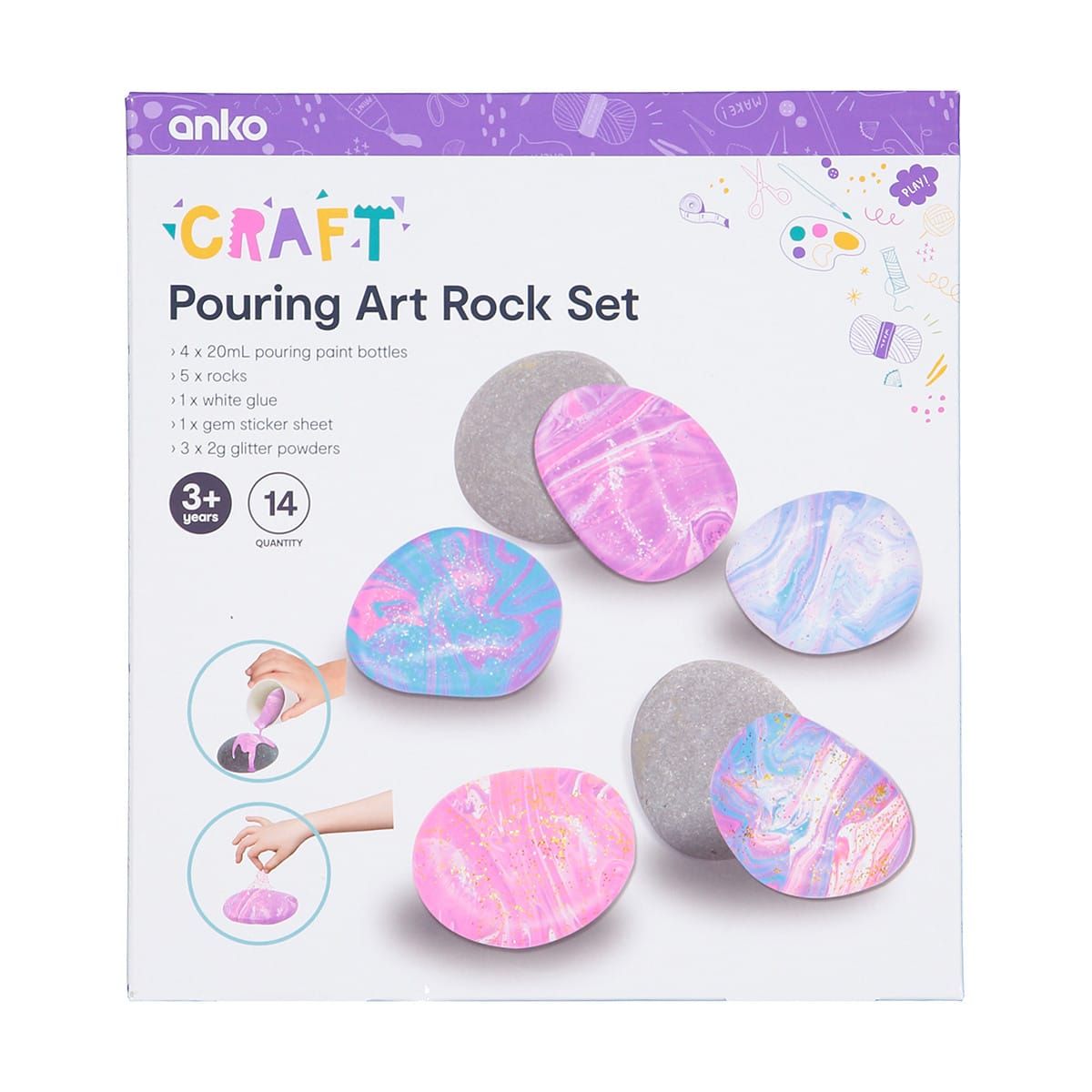 14 Piece Pouring Art Rock Set
